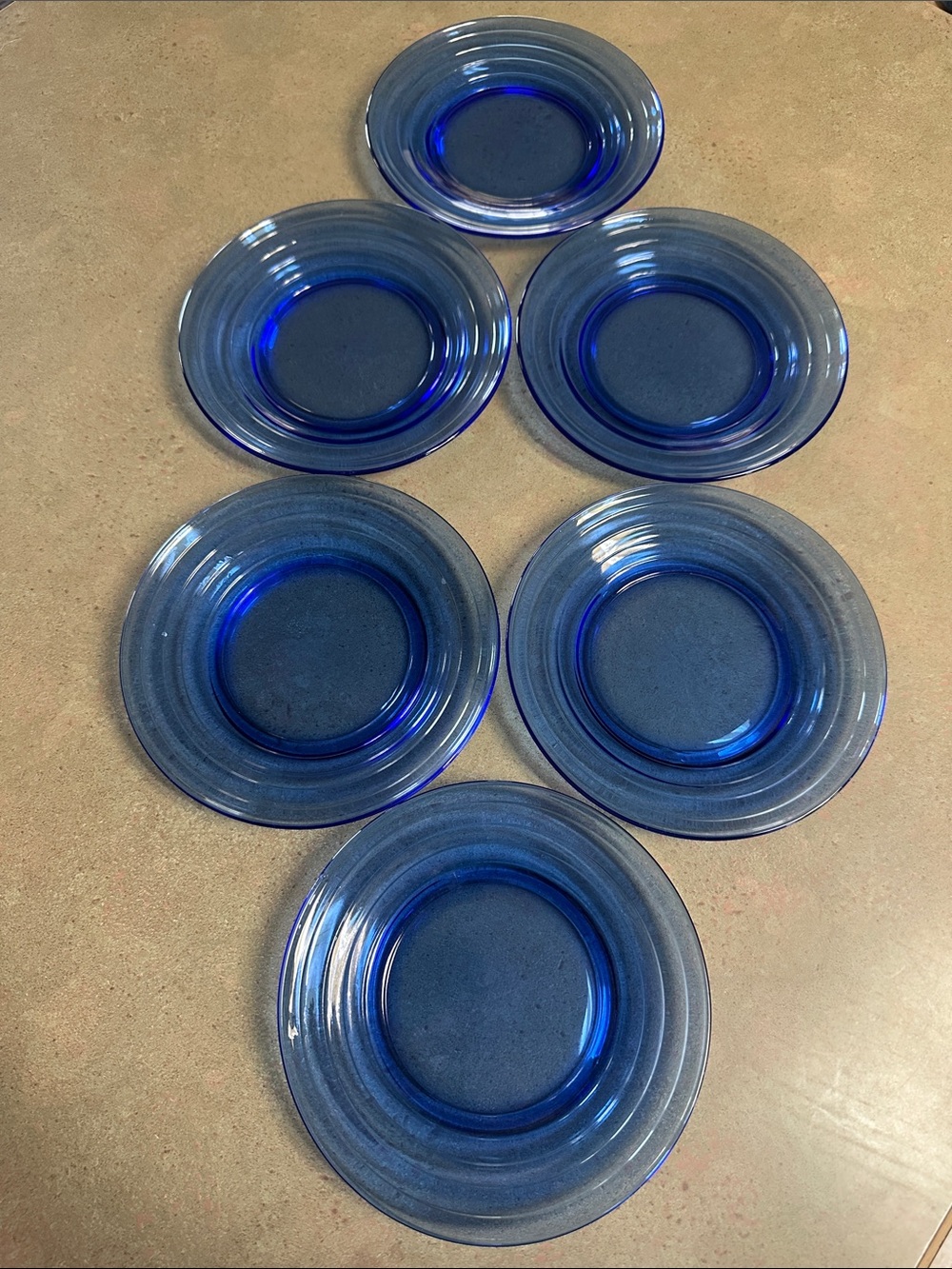 Vintage Hazel Atlas Moderntone Cobalt Blue Salad Plates - Set of 6